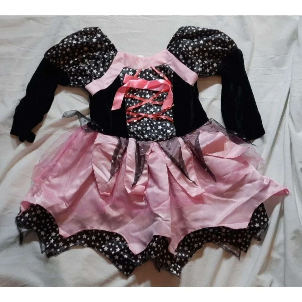 Pink & Black Halloween Girls Witch Costume Dress Only size 4-6 Years used